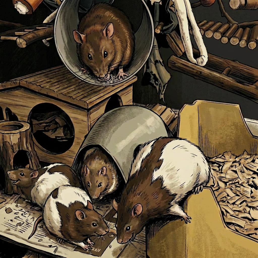 Five Rat Ladies desktop wallpaper artwork